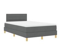 vidaXL Lit à Ressort avec Matelas et LED Gris foncé 120X200 cm Tissu Design Minimaliste pour Chambre d'adulte Surface Lisse en Polyester Cadre en Bois d'ingénierie Robuste Moderne Confortable Simple