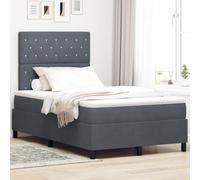 vidaXL Lit à Ressort avec Matelas et LED Gris foncé 120x200 cm Velours