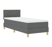 vidaXL Lit à Ressort avec Matelas et LED Gris foncé 80X200 cm Design Moderne pour Chambre Adulte Surface Textilène Lisse Cadre Robuste en MDF Meuble Simple surmatelas en Mousse