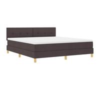 vidaXL Lit à Ressort avec Matelas et LED Marron foncé 180x200 cm, Design Moderne pour Chambre Adulte, Tissu Respirant, Cadre Solide en Bois d'ingénierie, Support capitonné, Queen Size, Double