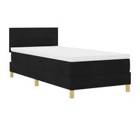 vidaXL Lit à Ressort avec Matelas et LED Noir 80x200 cm Tissu Moderne pour Chambre d'adulte, résistant aux Taches, Cadre MDF Robuste et Confortable