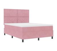 vidaXL Lit à Ressort avec Matelas et LED Rose 140x190 cm Velours