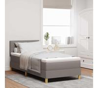 vidaXL Lit à Ressort avec Matelas et LED Taupe 80x200 cm Design Moderne pour la Chambre Adulte Résistant aux Taches en Polyester Pieds carrés Meubles Surmatelas Protecteur en Mousse
