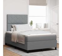 vidaXL Lit à Ressort avec Matelas et lumière LED Grise, 120 x 200 cm, Tissu pour ta Chambre, Meuble Moderne et Confort.