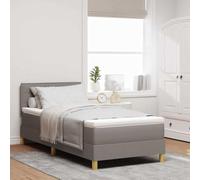 vidaXL Lit à Ressort avec Matelas et lumière LED Taupe 80X200 cm Tissu Design Moderne pour Chambre Adulte Polyester Respirant Cadre en Bois Naturel Robuste Lit Simple Confortable Mobilier Minimaliste