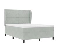 vidaXL Lit à Ressorts avec Matelas Gris Clair 160 x 200 cm Velours, Lit Moderne Chic, tête de lit Ajustable, Matelas à Ressorts ensachés, mobilier élégant pour Une Nuit paisible.