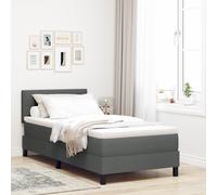 Vidaxl Lit À Ressort Avec Matelas Gris Foncé 100x200 Cm En Tissu Gris