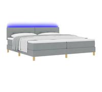 Vidaxl Lit À Ressort Avec Matelas & Led Gris Clair 200x200 Cm En Tissu