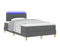 Vidaxl Lit À Ressort Avec Matelas & Led Gris Foncé 120x200 Cm Tissu