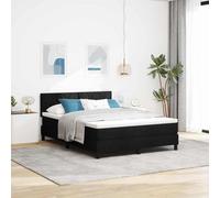 vidaXL Lit à Ressort avec Matelas & lumière LED Noire Tissu 140X200 cm Design Moderne Solution de Sommeil Confortable pour mobilier de Chambre Double Queen