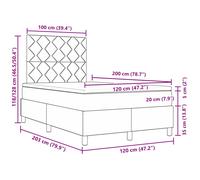 Vidaxl Lit À Ressort Avec Matelas Marron Foncé 120x200 Cm En Tissu