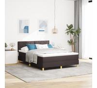 Vidaxl Lit À Ressort Avec Matelas Marron Foncé 160x200 Cm En Tissu Marron