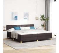 vidaXL Lit à Ressort avec Matelas Marron Foncé 200x200 cm Tissu Marron
