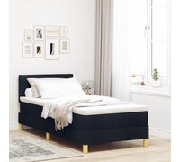 Vidaxl Lit À Ressort Avec Matelas Noir 100x200 Cm Tissu Noir