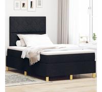 vidaXL Lit à ressort avec matelas noir petit double en tissu