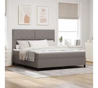 Vidaxl Lit À Ressort Avec Matelas Taupe Super King Tissu