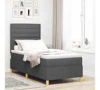 vidaXL Lit à ressort boxspring Gris foncé Tissu 100 x 200 cm