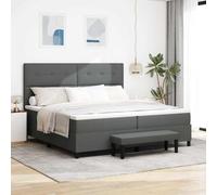 vidaXL Lit à Ressort Gris avec surmatelas et Banc 200X200 cm en Tissu Cadre en pin Massif Design Moderne pour Meubles de Chambre Solutions de Sommeil stylés sièges de Salon Maison