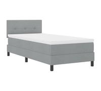 vidaXL Lit à Ressort Gris Clair avec Matelas, surmatelas en Mousse et LED | 90X190 cm Cadre en Tissu Moderne Confortable pour Adulte