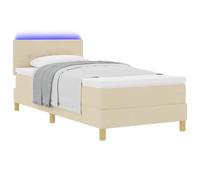 vidaXL Lit à ressort LED avec bandes LED Crème 80 x 200 cm tissu | Ce lit a un éclairage LED qui rend ta chambre vraiment sympa, le transformant en un vrai point focal, Fait en polyester