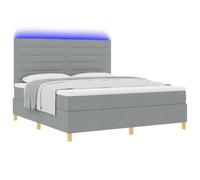 vidaXL Lit à Ressort LED avec Matelas Gris Clair 180 x 200 cm Tissu, Headboard réglable, lit Moderne, Matelas Ressorts, Tissu, Rangement, Ensemble mobilier écolo pour Chambre