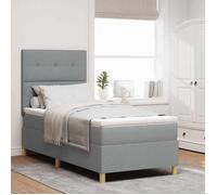 vidaXL Cadre de lit avec matelas Gris clair Tissu 90 x 190 cm