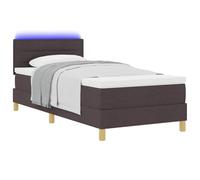 vidaXL Lit à Ressort LED avec Matelas Marron foncé 90 x 190 cm Tissu, Tête de lit réglable, lit à Ressort Moderne, Cadre Lumineux LED, Confort idéal pour des Nuits durables