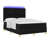 vidaXL Lit à Ressort LED avec Matelas Noir 140 x 200 cm Tissu, Headboard réglable, lit Moderne, Matelas Ressorts, Tissu, Rangement, Ensemble mobilier écolo pour Chambre