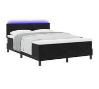 vidaXL Lit à Ressort LED avec Matelas Noir 160 x 200 cm Velours, Tête de lit réglable, Cadre de lit Moderne avec éclairage LED, Velours stylé, Confort Luxueux Durable