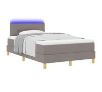 vidaXL Lit à Ressort LED avec Matelas Taupe 120 x 190 cm Tissu, Tête de lit réglable, lit à Ressort Moderne, Cadre Lumineux LED, Confort idéal pour des Nuits durables