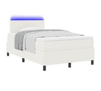vidaXL Lit à Ressort LED avec tête de lit Crème et Blanc 120 x 190 cm, Lit à tête de lit Ajustable, Cadre Moderne, Matelas en Mousse Durable, Design Contemporain, Confort Efficace