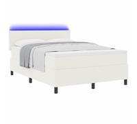 vidaXL Lit à Ressort LED avec tête de lit Crème et Blanc 140 x 190 cm, Lit à tête de lit Ajustable, Cadre Moderne, Matelas en Mousse Durable, Design Contemporain, Confort Efficace