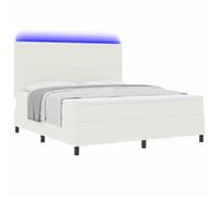 vidaXL Lit à Ressort LED avec tête de lit Crème et Blanc 180 x 200 cm, Lit à tête de lit Ajustable, Cadre Moderne, Matelas en Mousse Durable, Design Contemporain, Confort Efficace