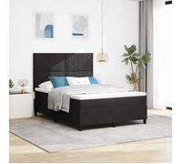 vidaXL Lit à Ressort LED avec Matelas Noir 160 x 200 cm Tissu, Cadre de lit réglable, Design Moderne, durabilité, Sommeil Confortable, éclairage LED, Soutien de Matelas Ergonomique