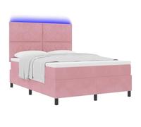vidaXL Lit à ressort LED avec tête de lit Rose 140 x 200 cm Velours | Des ressorts séparés qui améliorent le confort et le soutien, Une touche luxe qui est super agréable, Juste ce qu'il faut de