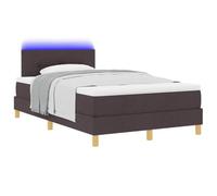 vidaXL Lit à Ressort LED Marron foncé 120 x 200 cm Tissu, Têtière réglable, Cadre Luxe Moderne, Solution Confort pour Dormir, Meuble Relax Ergonomique, lumière LED