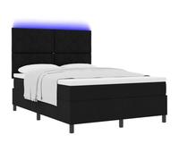 vidaXL Lit à ressorts avec bandes LED Noir 140 x 190 cm tissu | T'as du confort en plus pour bien dormir , Surface mate et non réfléchissante qui donne un look moderne , Cadre de lit,