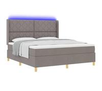 vidaXL Lit à ressorts avec bandes LED Taupe 180 x 200 cm tissu | Polyester qui respire pour ton confort et ton hygiène, Super pour réduire les chocs et le bruit, Donne du soutien et soulage