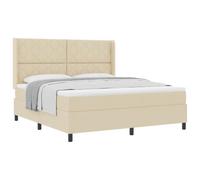 vidaXL Lit à Ressorts avec Coussin Crème 200 x 180 cm Tissu | Ressorts ensachés de qualité, super résistants, Couches de mousse qui soulagent la pression pour un sommeil agréable, Laisse