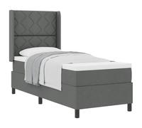 vidaXL Lit à Ressorts avec Coussin Gris foncé 190 x 90 cm Tissu