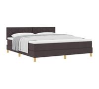 vidaXL Lit à Ressorts avec Coussin Marron foncé 180 x 200 cm Tissu | Look moderne avec une texture sympa et un motif géométrique, Vient avec un matelas bien moelleux et un surmatelas pour