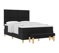 vidaXL Lit à Ressorts avec Coussin Noir 200 x 140 cm Tissu | Vient avec un matelas et un surmatelas , Fait en bois naturel pour un bon soutien , Tissu noir chic
