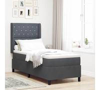 vidaXL Lit à Ressorts avec Matelas à Ressorts ensachés et tête de lit en Velours Gris foncé 80X200 cm, avec surmatelas pour Chambre ou Chambre d'ami, Cadre, Patin, mobilier, lit Simple.