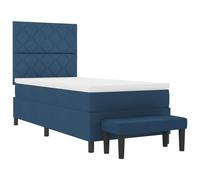 vidaXL Lit à Ressorts avec Matelas & Banc Bleu 90x190 cm Tissu