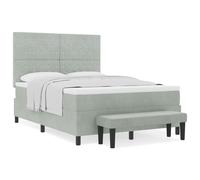 vidaXL Lit à ressorts avec Matelas & Banc Gris Clair 160x200 cm Velours