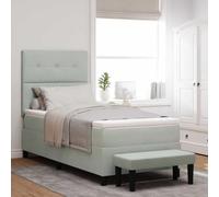 vidaXL Lit à Ressorts avec Matelas & Banc Gris Clair 80X200 cm | Style Velours Compact Easy Assembly inclut surmatelas et tête de lit mobilier pour Chambre Moderne décoratif Confort