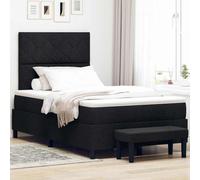 vidaXL Lit à Ressorts avec Matelas & Banc Noir 120x200 cm Tissu