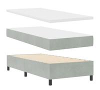 vidaXL Lit à Ressorts avec Matelas & Banc Gris Clair 90x200 cm Velours