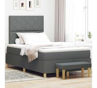 vidaXL Lit à Ressorts avec Matelas & Banc Gris foncé 120x190 cm Tissu