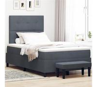 vidaXL Lit à Ressorts avec Matelas & Banc Gris Foncé 120x200 cm Velours 3344505
